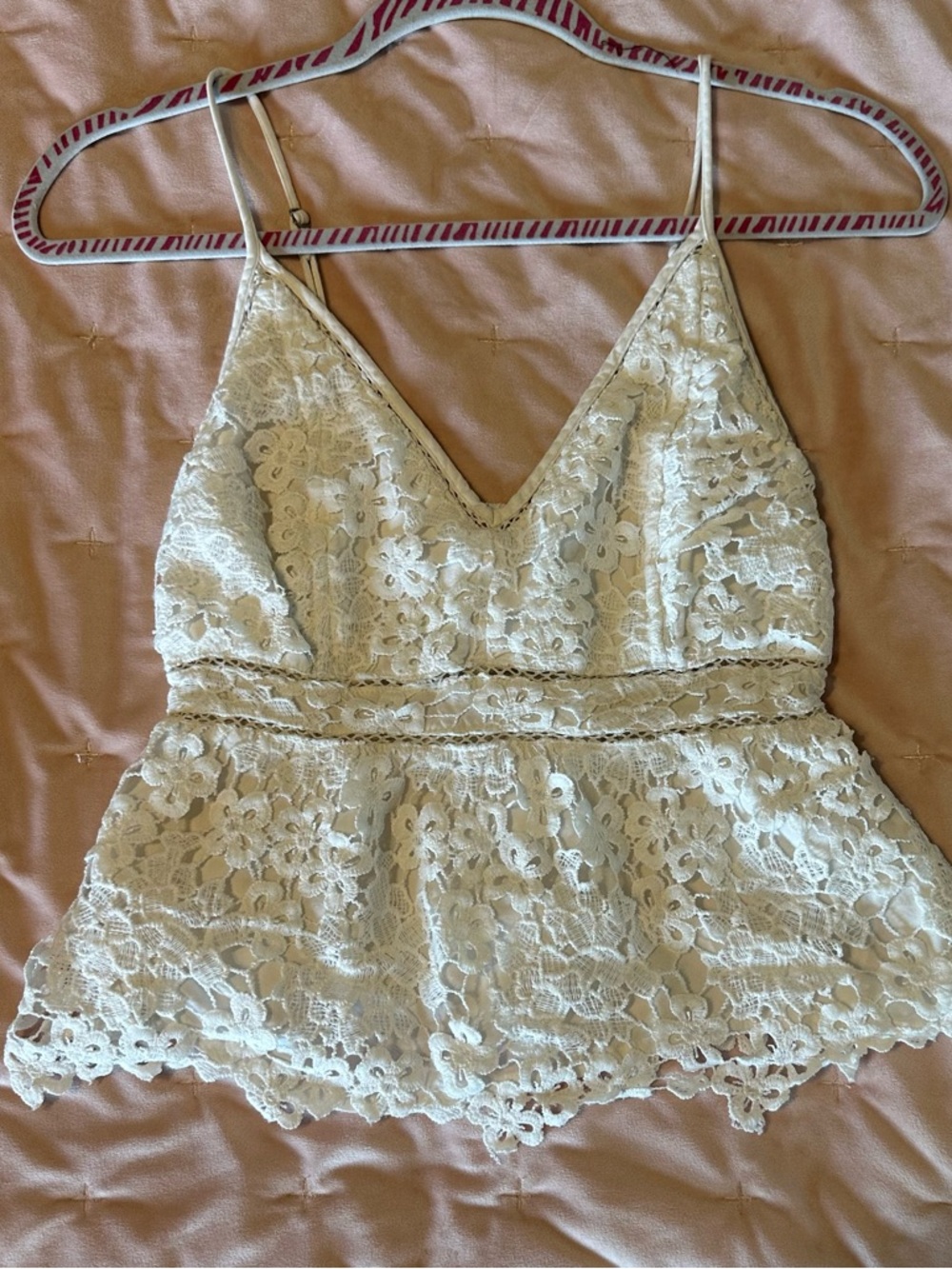 Abercrombie & Fitch Ivory Lace Smocked Cami